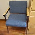 Blue Patterned Fabric and Chrome Guest Side Chair with Arms